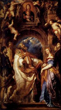 Peter Paul Rubens : Saint Gregory With Saints Domitilla, Maurus, And Papianus